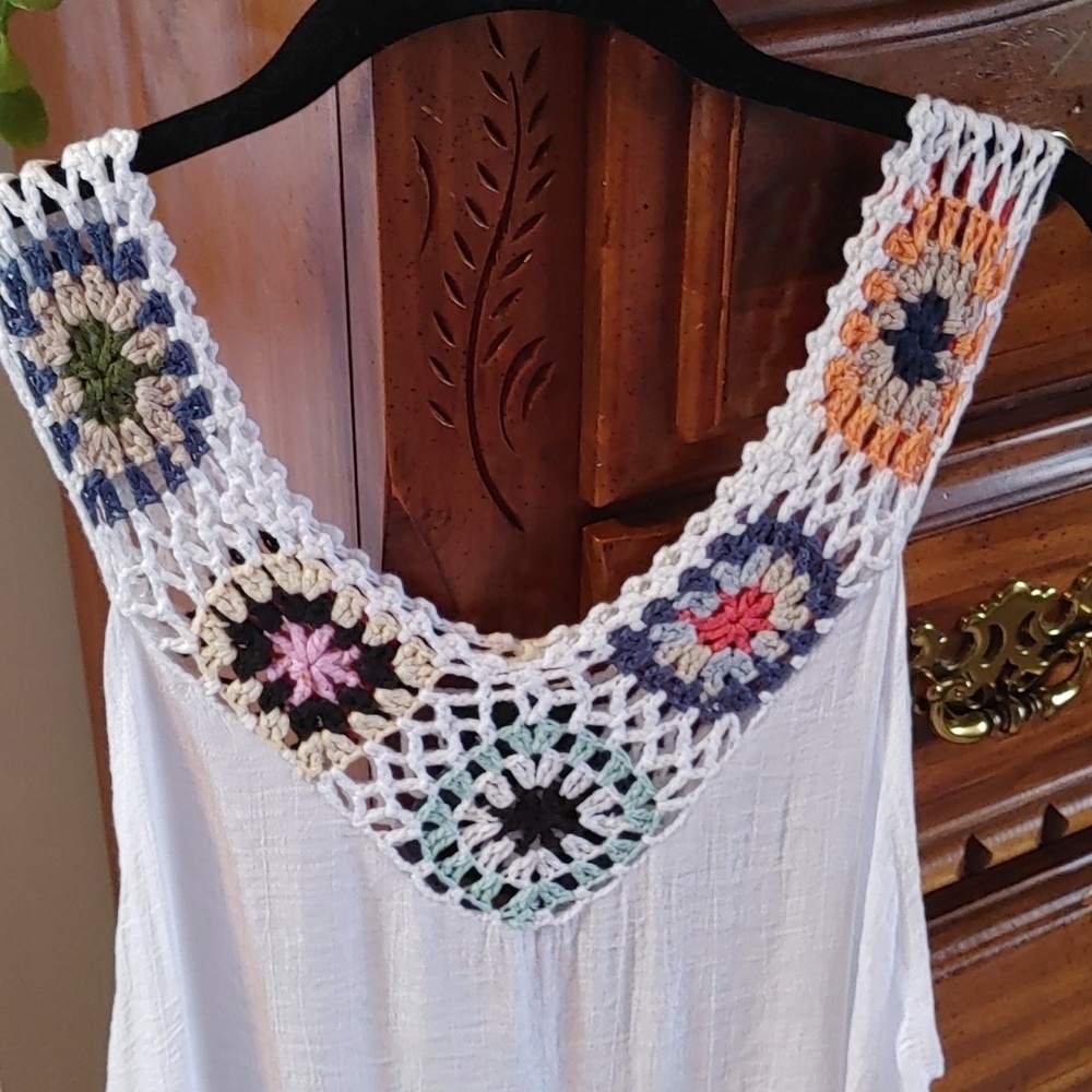 Women's Bohemian Crochet Beach Cover up Size Large 8/10 - Picture 3 of 11